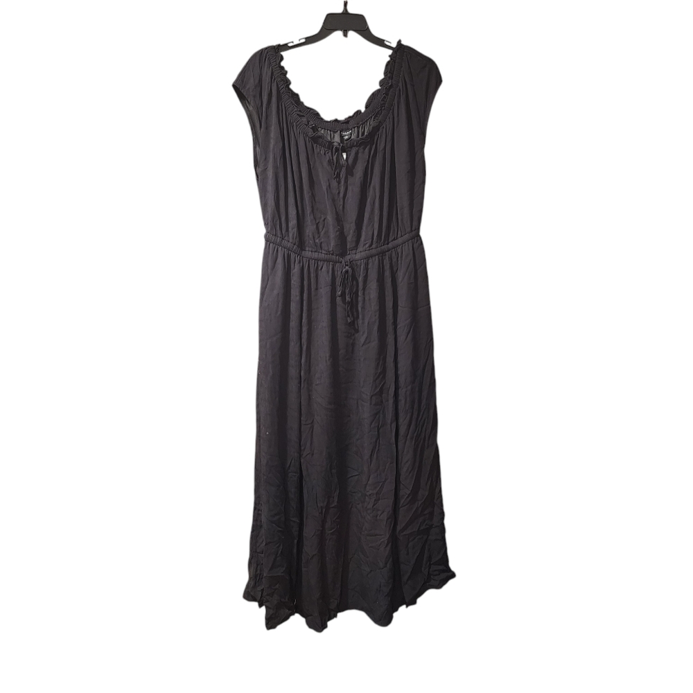 Torrid size 2 black maxi textured woven double slit dress nwt